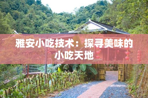 雅安小吃技术：探寻美味的小吃天地