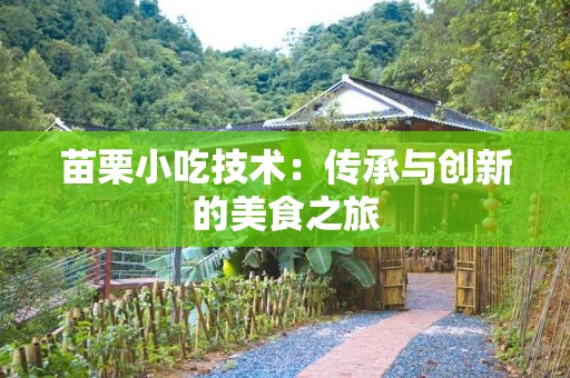 苗栗小吃技术：传承与创新的美食之旅