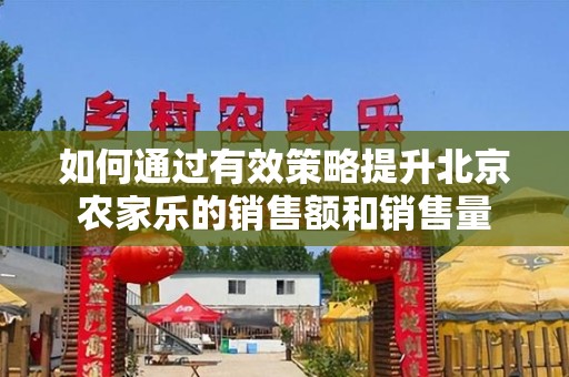 如何通过有效策略提升北京农家乐的销售额和销售量